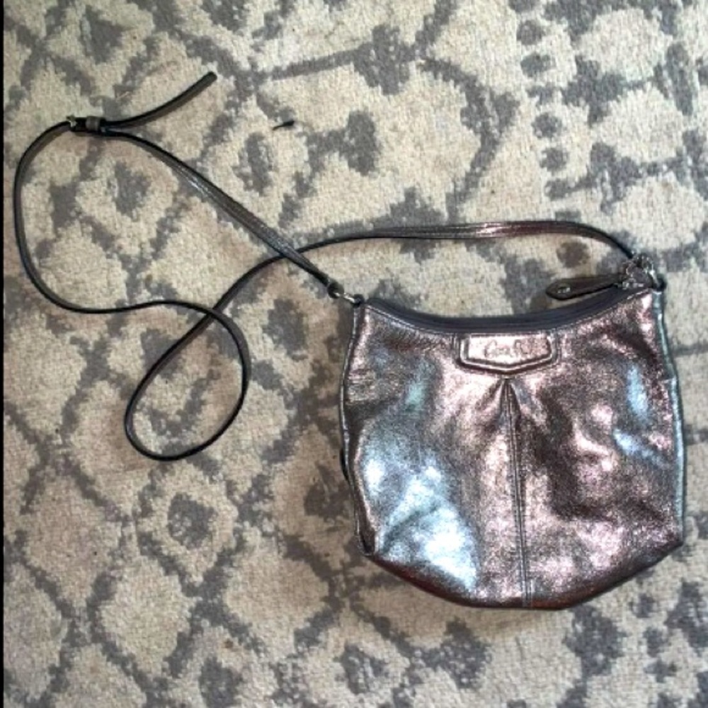 SOLD Coach metallic silver crossbody bag